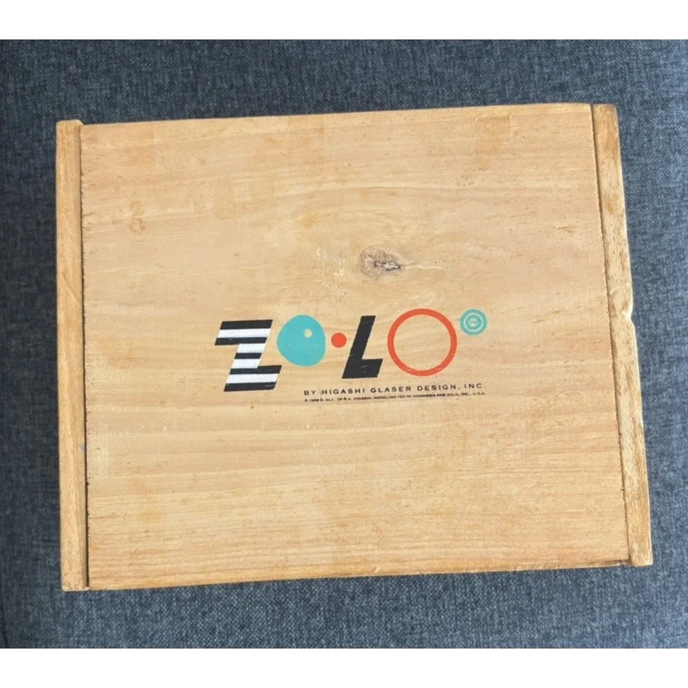 Vintage wood box play set art blocks sculpture Zolo Higashi Glaser 1986 36 piece
